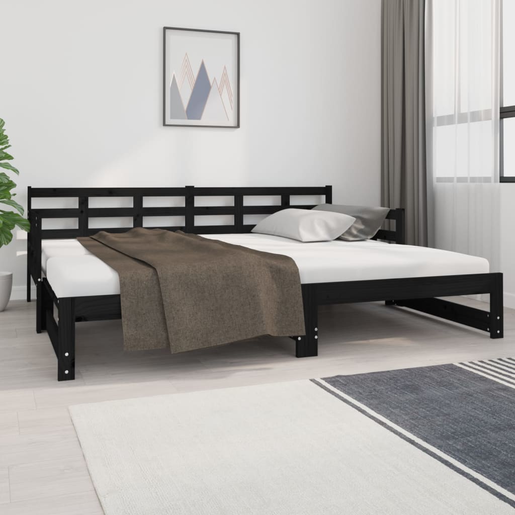 Sohvasänky ulosvedettävä musta täysi mänty 2x (90x200) cm - Sisustajankoti.fi