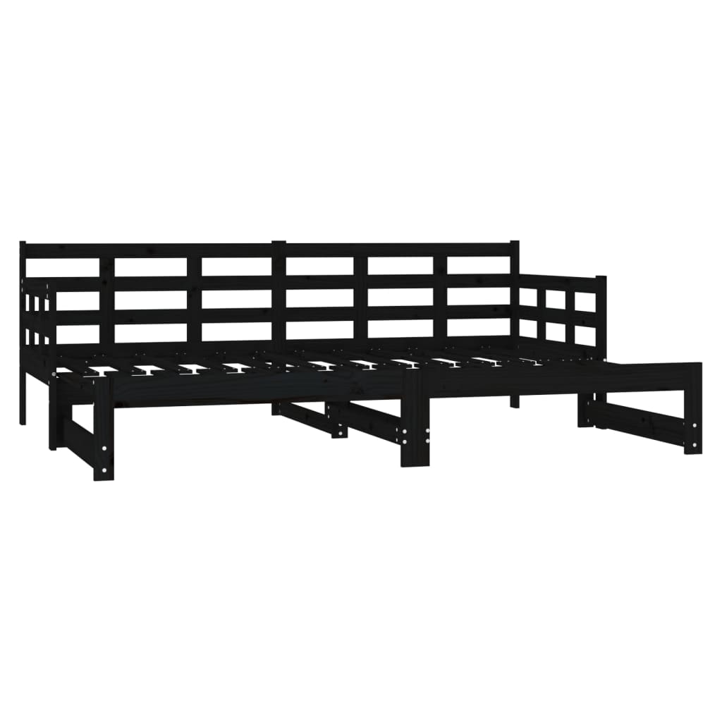 Sohvasänky ulosvedettävä musta täysi mänty 2x (90x200) cm - Sisustajankoti.fi