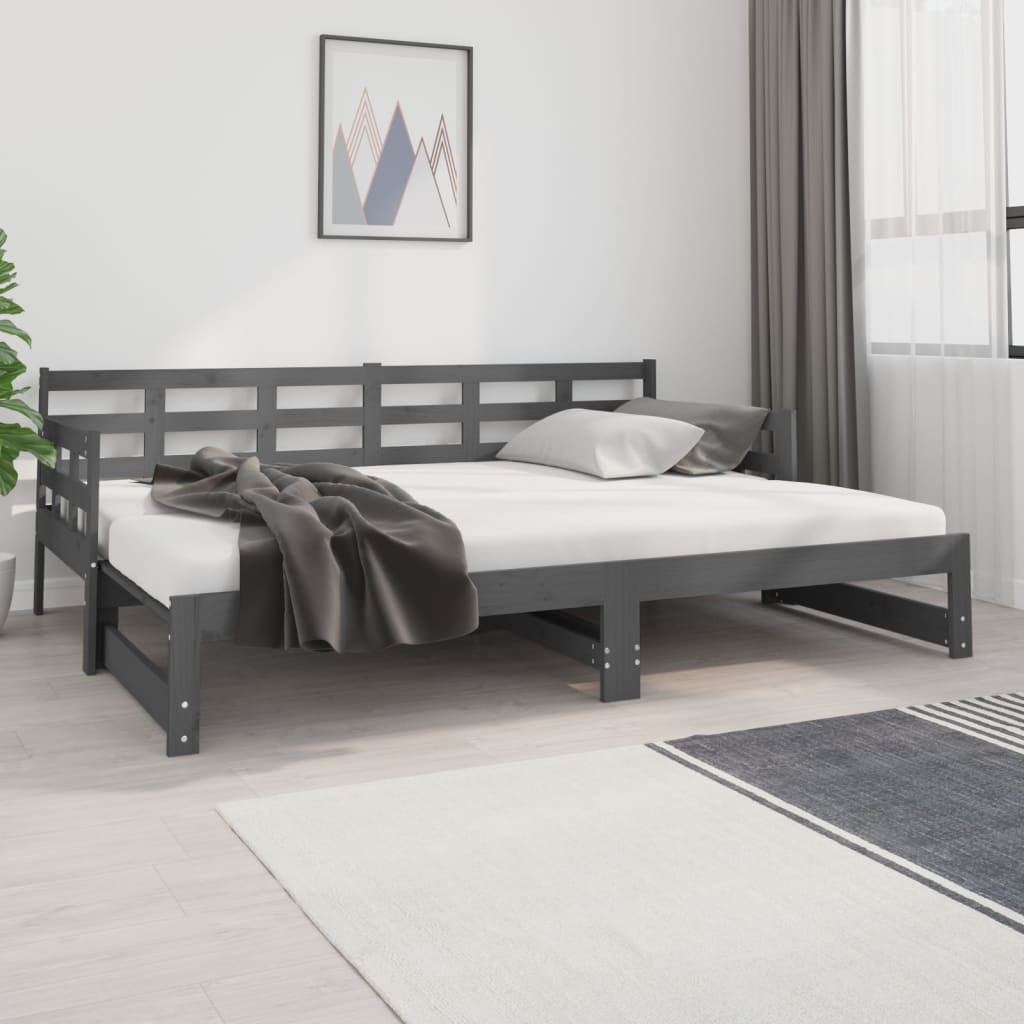 Sohvasänky ulosvedettävä harmaa täysi mänty 2x (80x200) cm - Sisustajankoti.fi