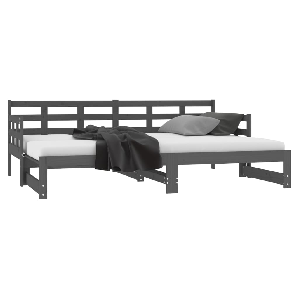 Sohvasänky ulosvedettävä harmaa täysi mänty 2x (80x200) cm - Sisustajankoti.fi