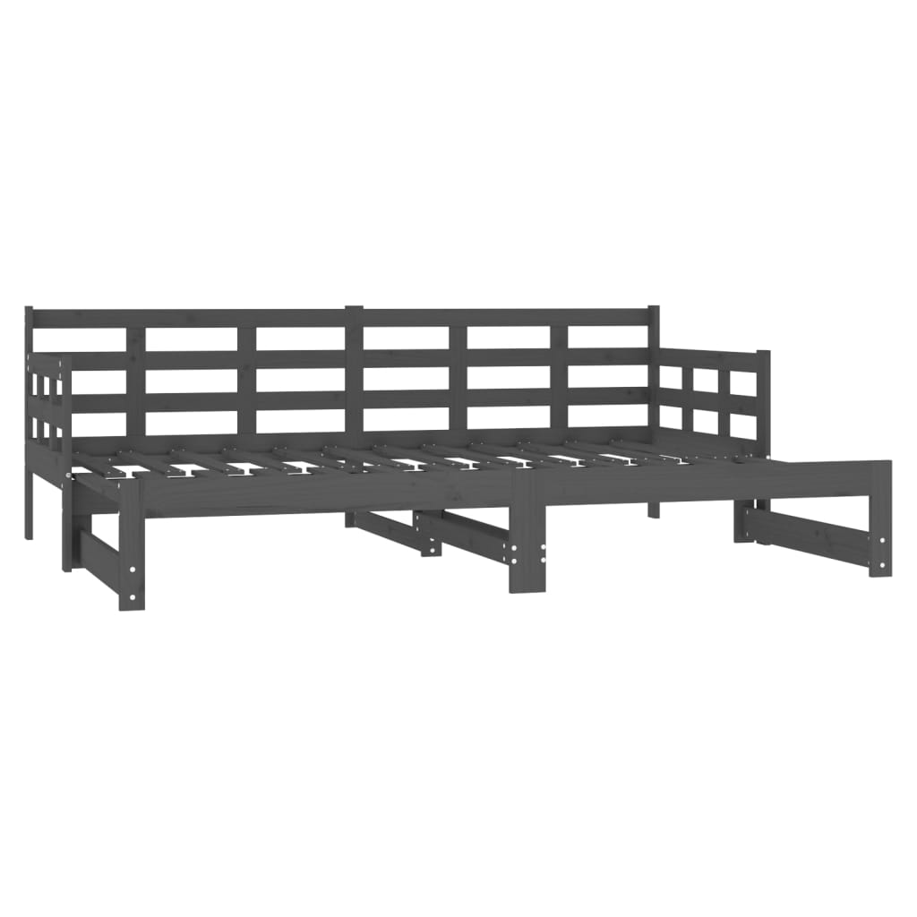 Sohvasänky ulosvedettävä harmaa täysi mänty 2x (80x200) cm - Sisustajankoti.fi