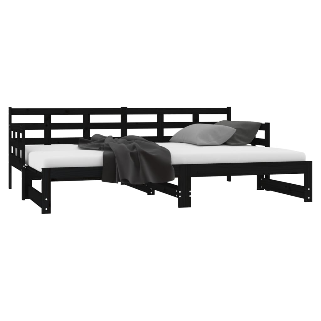 Sohvasänky ulosvedettävä musta täysi mänty 2x (80x200) cm - Sisustajankoti.fi
