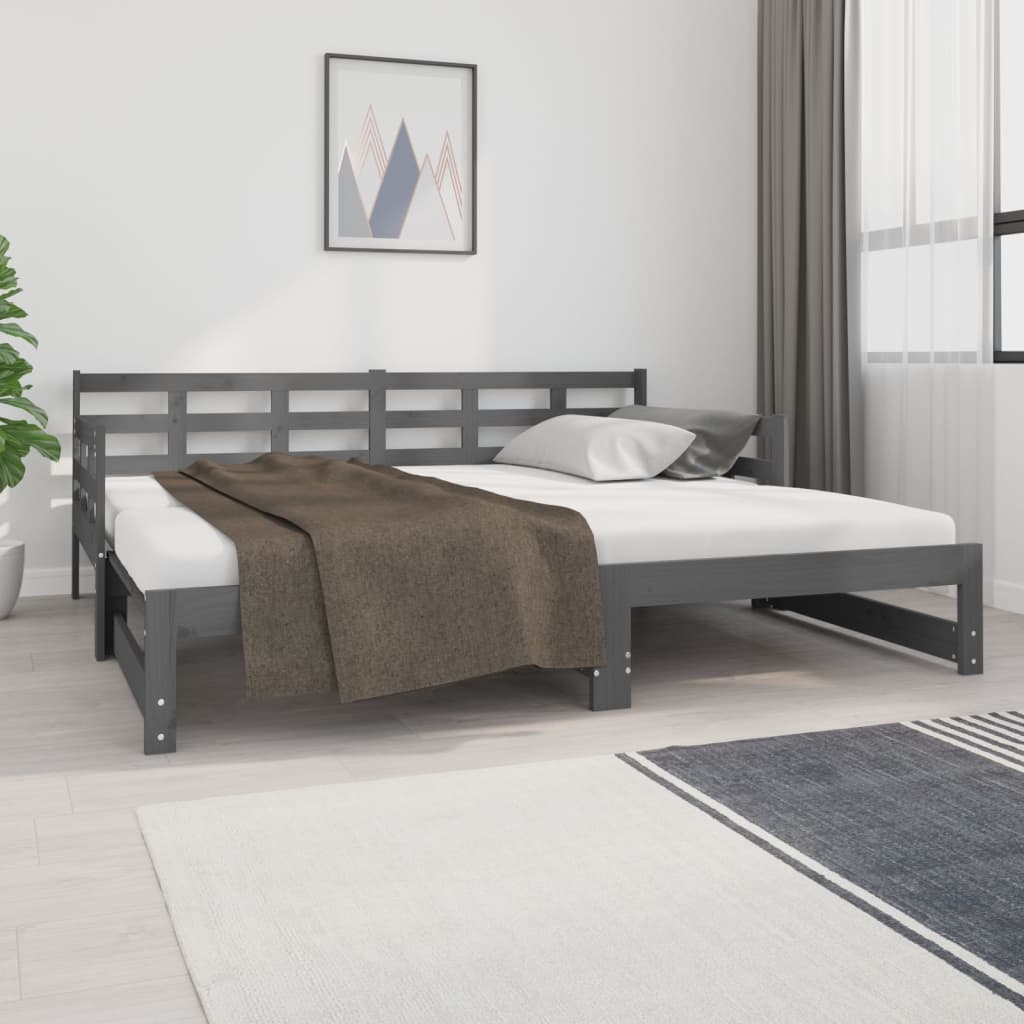 Sohvasänky ulosvedettävä harmaa täysi mänty 2x (90x190) cm - Sisustajankoti.fi