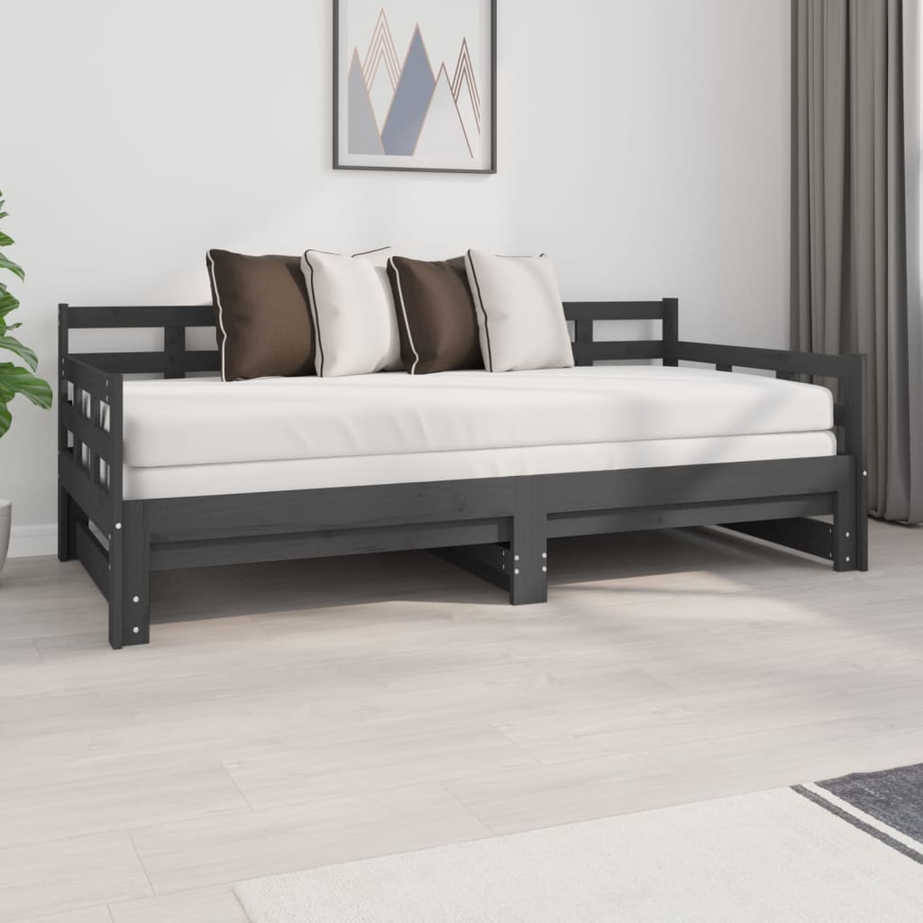 Sohvasänky ulosvedettävä harmaa täysi mänty 2x (90x190) cm - Sisustajankoti.fi