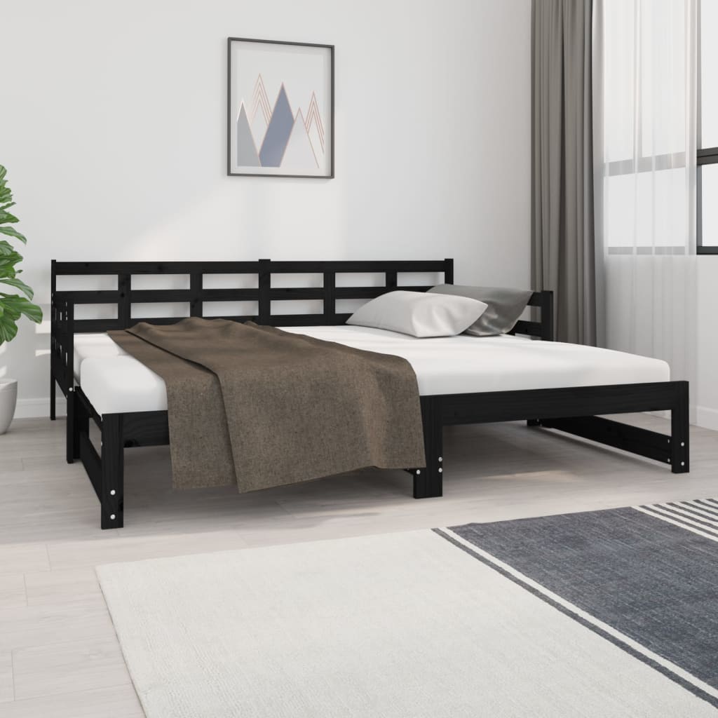 Sohvasänky ulosvedettävä musta täysi mänty 2x (90x190) cm - Sisustajankoti.fi