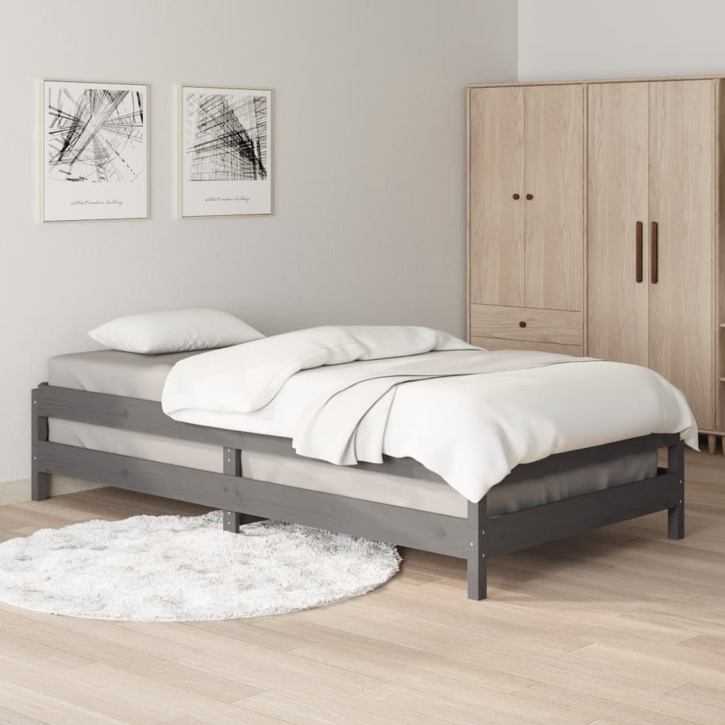 Pinottava sänky harmaa 100x200 cm täysi mänty - Sisustajankoti.fi