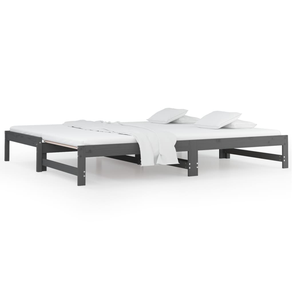 Sohvasänky ulosvedettävä harmaa 2x (90x200) cm täysi mänty - Sisustajankoti.fi