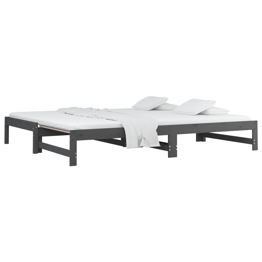 Sohvasänky ulosvedettävä harmaa 2x (90x200) cm täysi mänty - Sisustajankoti.fi