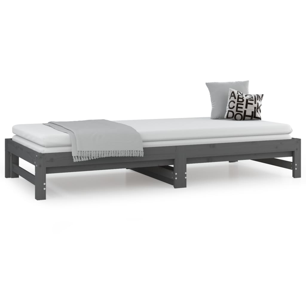 Sohvasänky ulosvedettävä harmaa 2x (90x200) cm täysi mänty - Sisustajankoti.fi