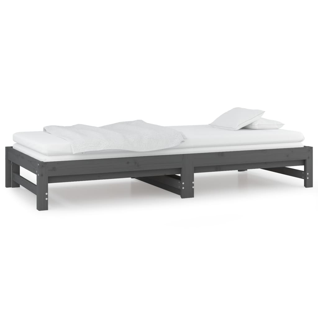 Sohvasänky ulosvedettävä harmaa 2x (90x200) cm täysi mänty - Sisustajankoti.fi