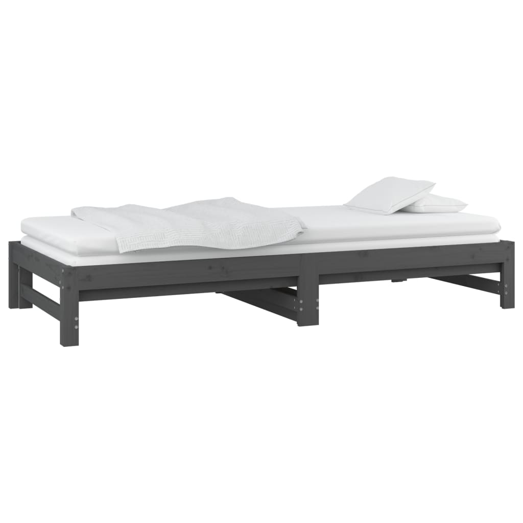 Sohvasänky ulosvedettävä harmaa 2x (90x200) cm täysi mänty - Sisustajankoti.fi