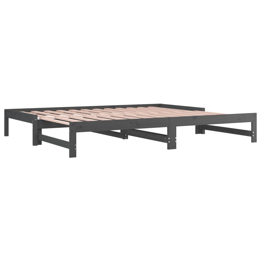 Sohvasänky ulosvedettävä harmaa 2x (90x200) cm täysi mänty - Sisustajankoti.fi