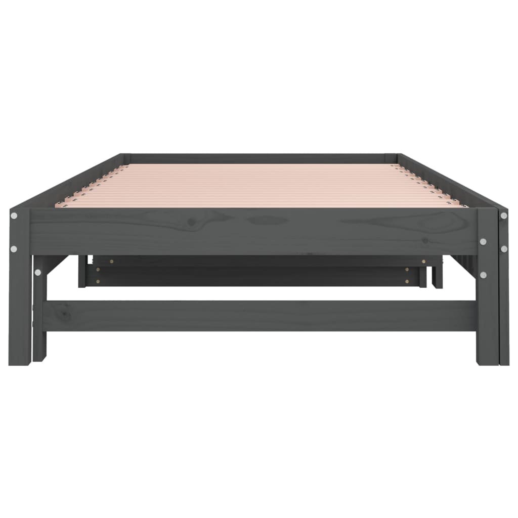 Sohvasänky ulosvedettävä harmaa 2x (90x200) cm täysi mänty - Sisustajankoti.fi