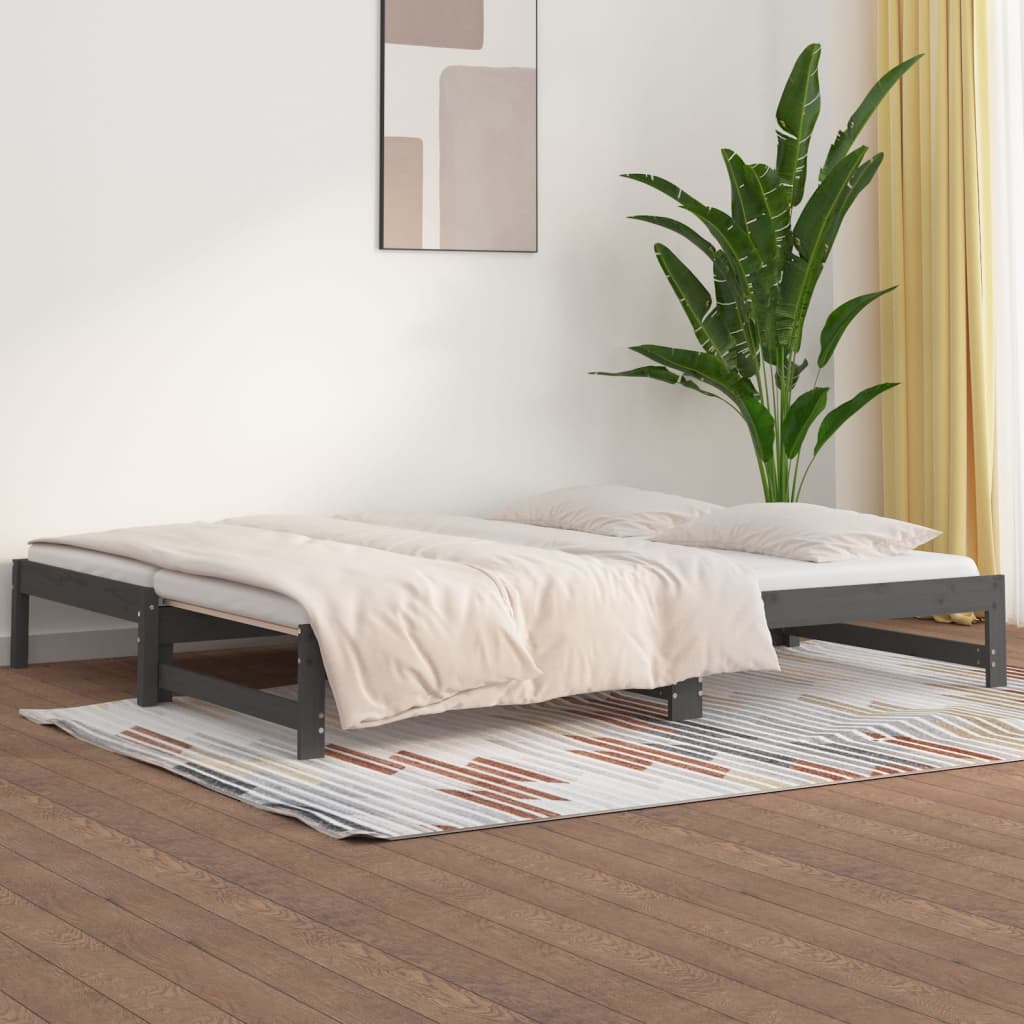 Sohvasänky ulosvedettävä harmaa 2x (90x200) cm täysi mänty - Sisustajankoti.fi