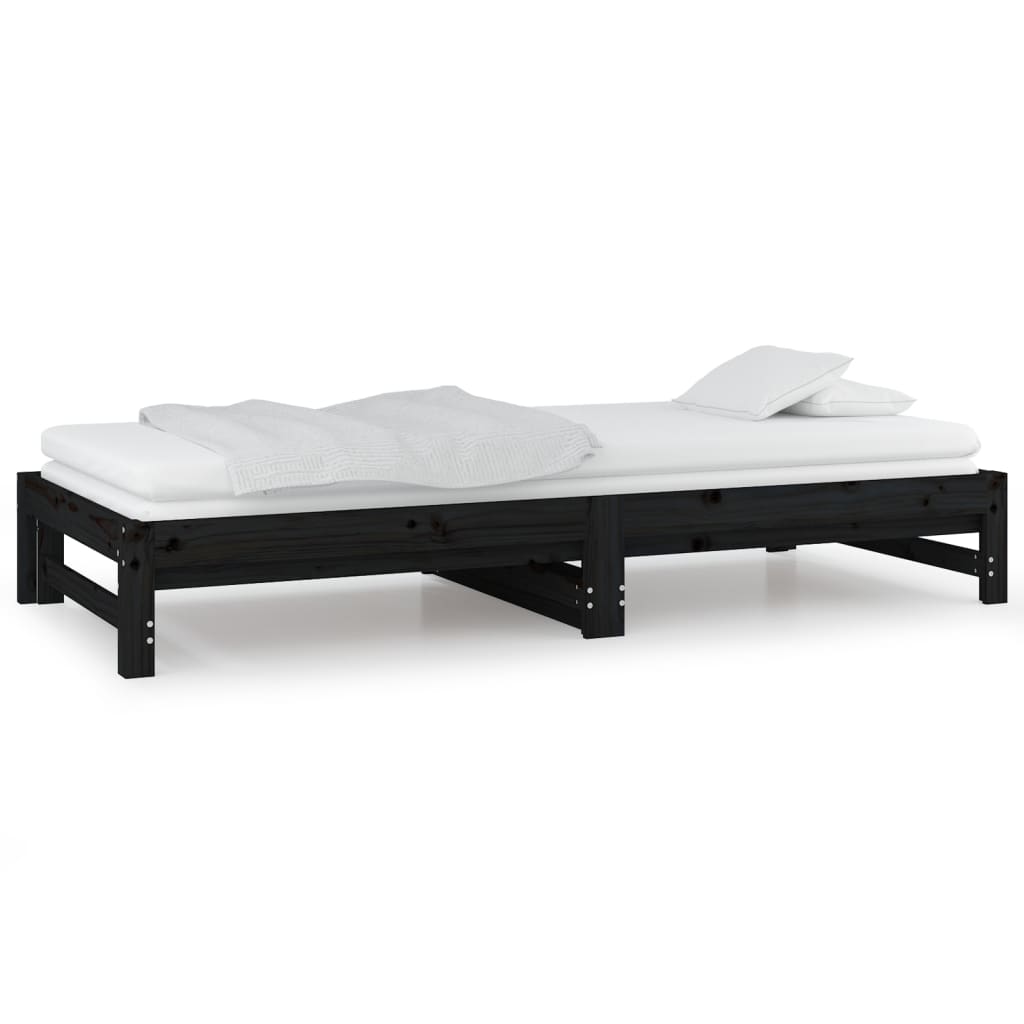 Sohvasänky ulosvedettävä musta 2x (90x200) cm täysi mänty - Sisustajankoti.fi