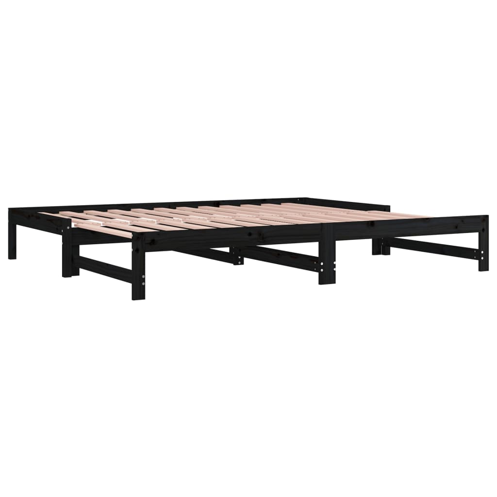 Sohvasänky ulosvedettävä musta 2x (90x200) cm täysi mänty - Sisustajankoti.fi