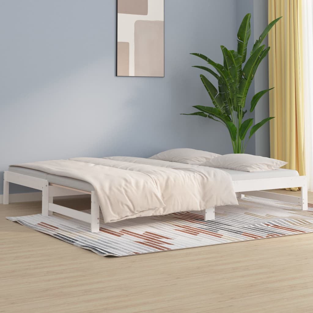 Sohvasänky ulosvedettävä valkoinen 2x (80x200) cm täysi mänty - Sisustajankoti.fi
