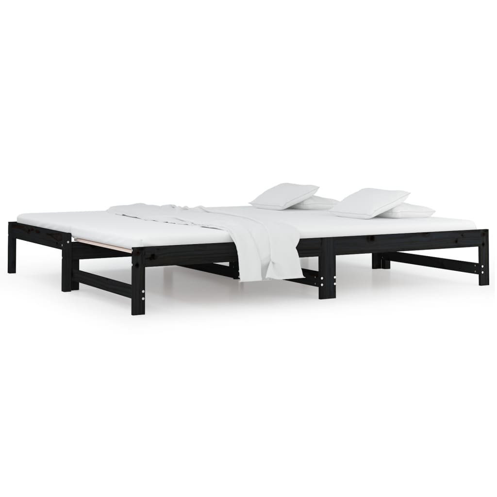 Sohvasänky ulosvedettävä musta 2x (80x200) cm täysi mänty - Sisustajankoti.fi