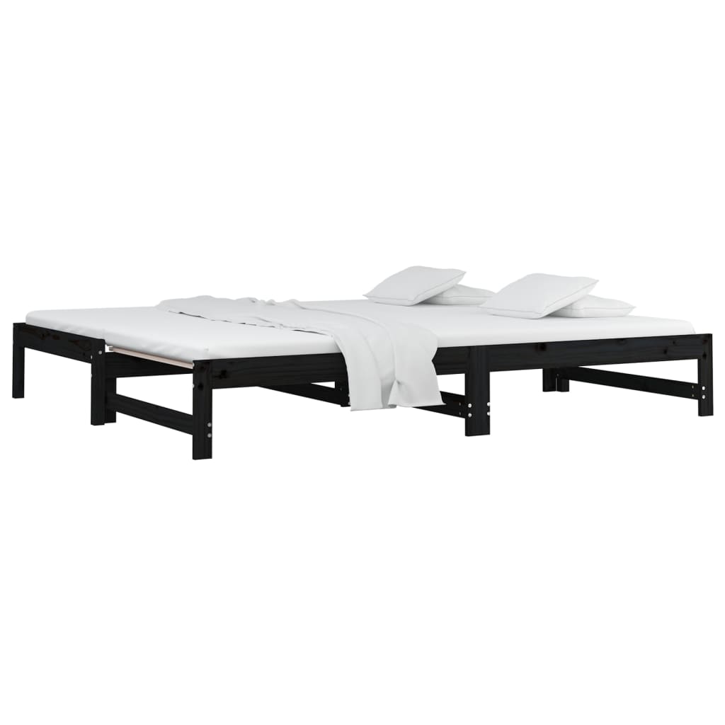 Sohvasänky ulosvedettävä musta 2x (80x200) cm täysi mänty - Sisustajankoti.fi