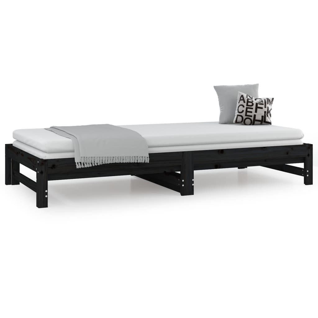 Sohvasänky ulosvedettävä musta 2x (80x200) cm täysi mänty - Sisustajankoti.fi