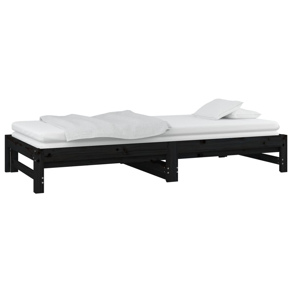 Sohvasänky ulosvedettävä musta 2x (80x200) cm täysi mänty - Sisustajankoti.fi