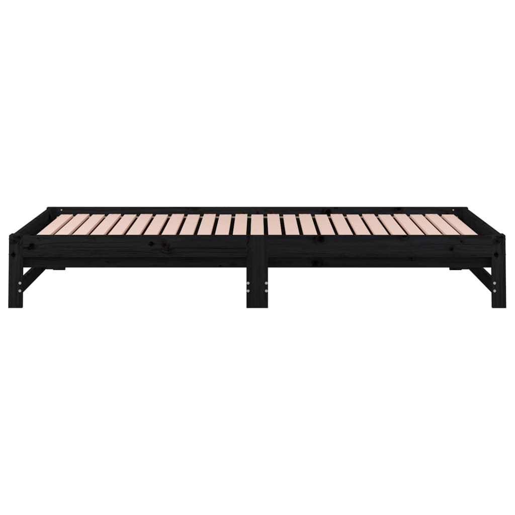 Sohvasänky ulosvedettävä musta 2x (80x200) cm täysi mänty - Sisustajankoti.fi