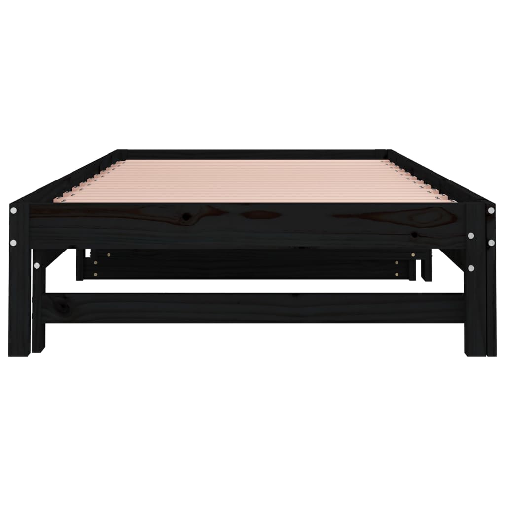 Sohvasänky ulosvedettävä musta 2x (80x200) cm täysi mänty - Sisustajankoti.fi