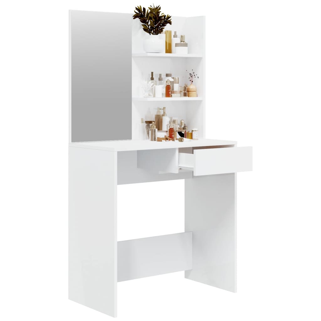 Peilipöytä korkeakiilto valkoinen 74,5x40x141 cm - Sisustajankoti.fi