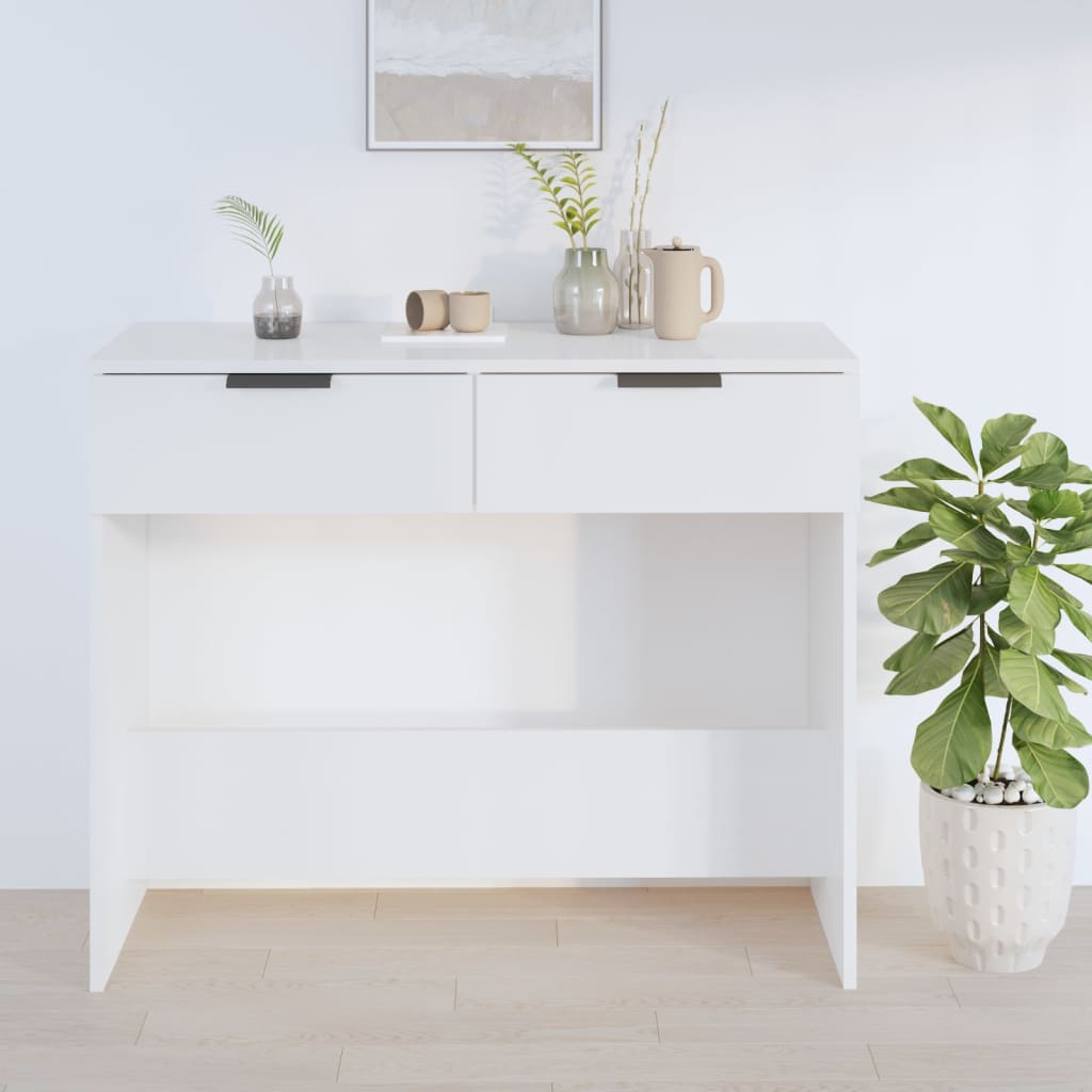 Konsolipöytä korkeakiilto valkoinen 90x36x75 cm tekninen puu - Sisustajankoti.fi