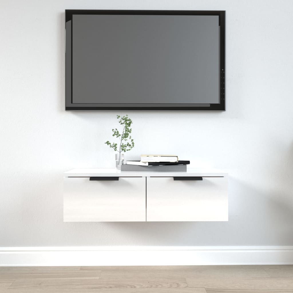 Seinäkaappi korkeakiilto valkoinen 68x30x20 cm tekninen puu - Sisustajankoti.fi