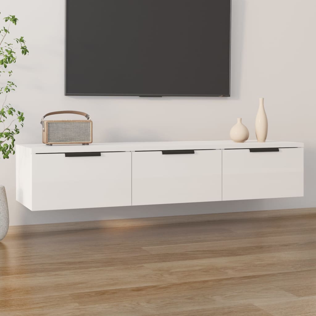 Seinäkaappi korkeakiilto valkoinen 102x30x20 cm tekninen puu - Sisustajankoti.fi