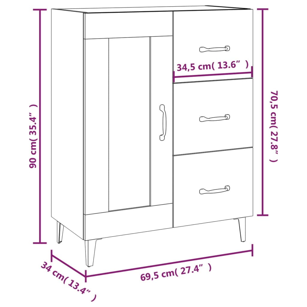 Senkki betoninharmaa 69,5x34x90 cm tekninen puu - Sisustajankoti.fi