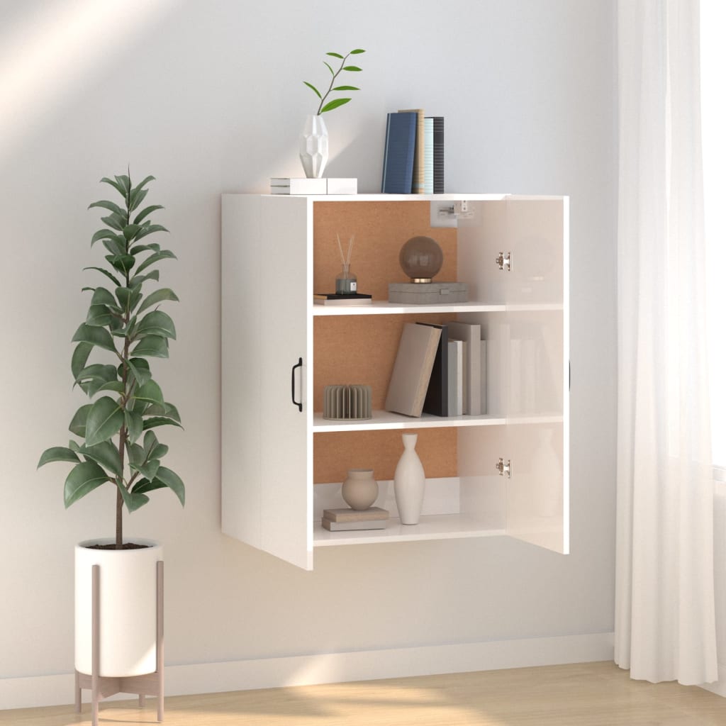Riippuva kaappi korkeakiilto valk. 69,5x34x90 cm tekninen puu - Sisustajankoti.fi