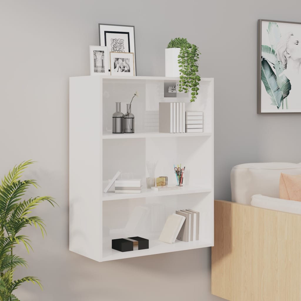 Riippuva seinäkaappi korkeakiilto valkoinen 69,5x32,5x90 cm - Sisustajankoti.fi