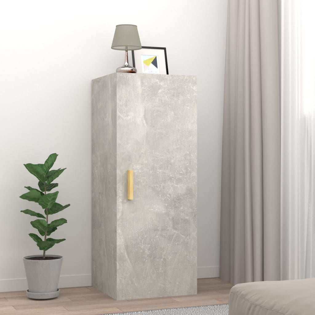 Seinäkaappi betoninharmaa 34,5x34x90 cm tekninen puu - Sisustajankoti.fi