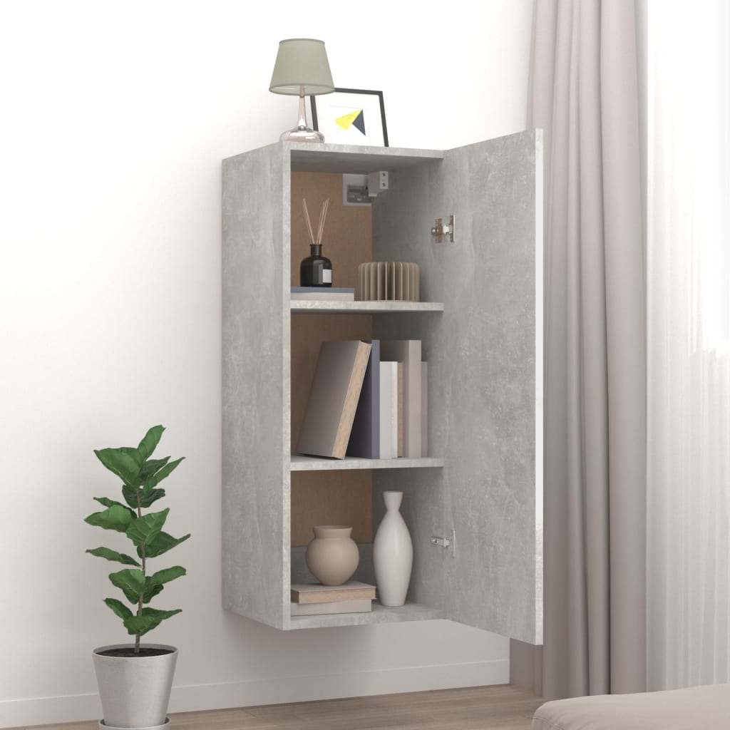 Riippuva seinäkaappi betoninharmaa 34,5x34x90 cm tekninen puu - Sisustajankoti.fi