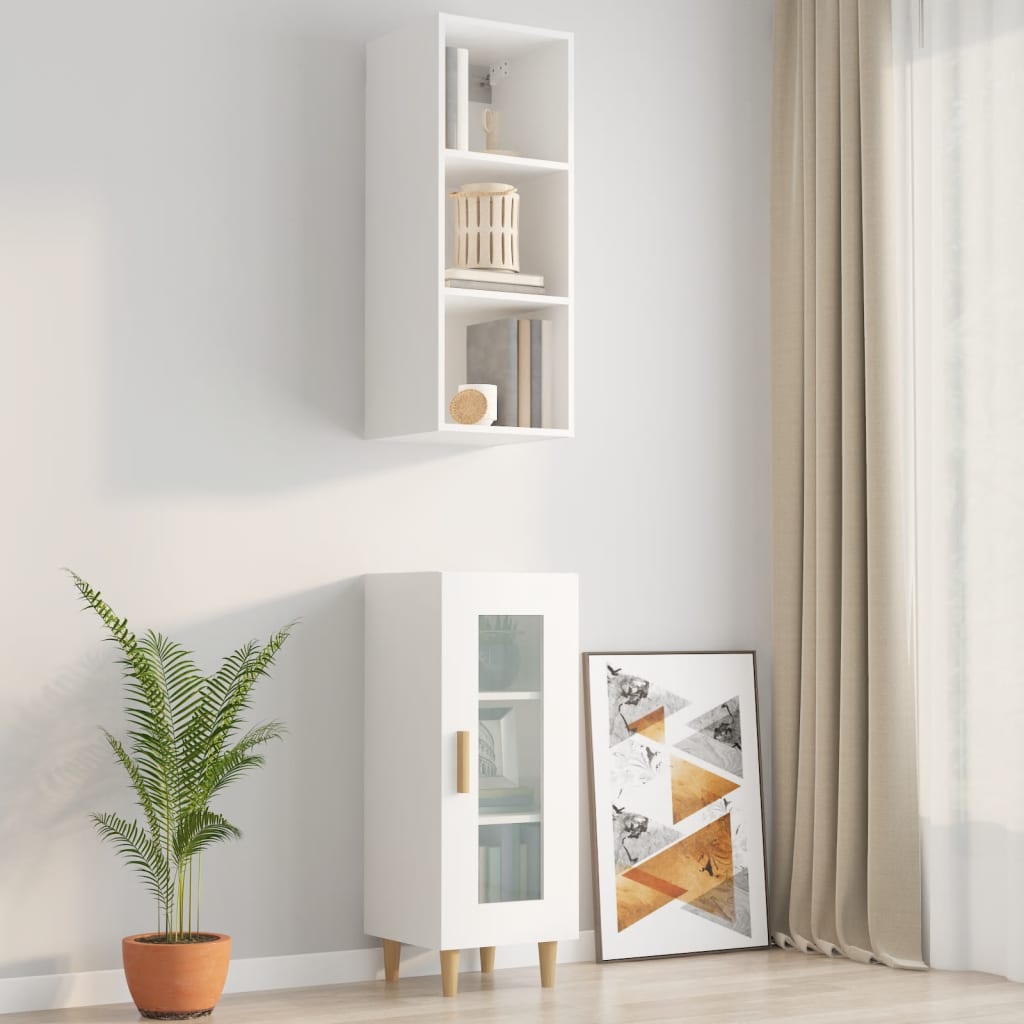 Seinäkaappi valkoinen 34,5x32,5x90 cm tekninen puu - Sisustajankoti.fi