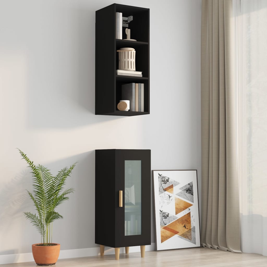 Seinäkaappi musta 34,5x32,5x90 cm tekninen puu - Sisustajankoti.fi
