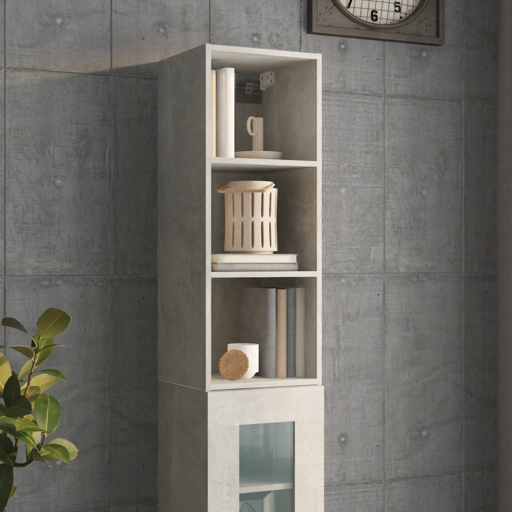 Seinäkaappi betoninharmaa 34,5x32,5x90 cm tekninen puu - Sisustajankoti.fi