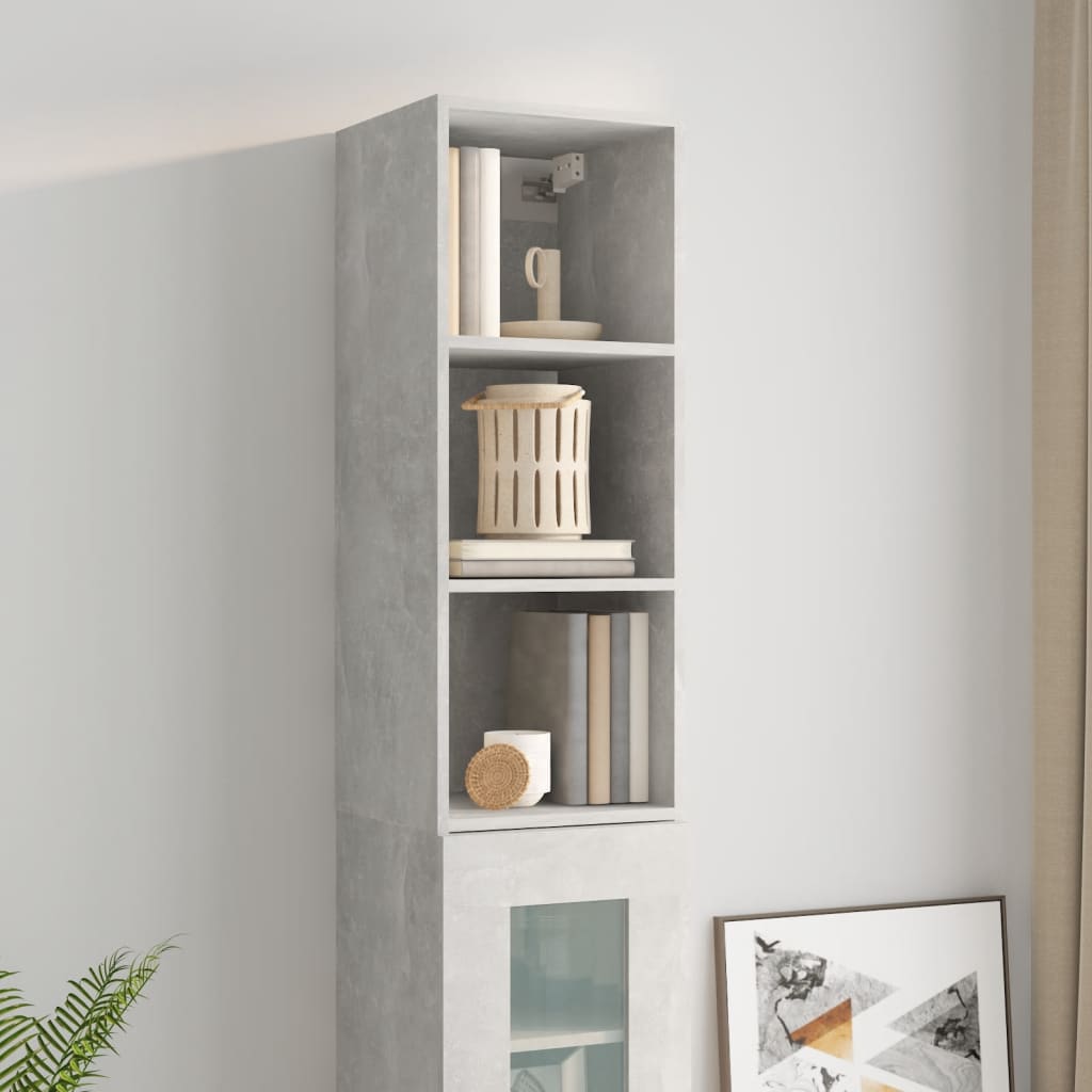 Seinäkaappi betoninharmaa 34,5x32,5x90 cm tekninen puu - Sisustajankoti.fi
