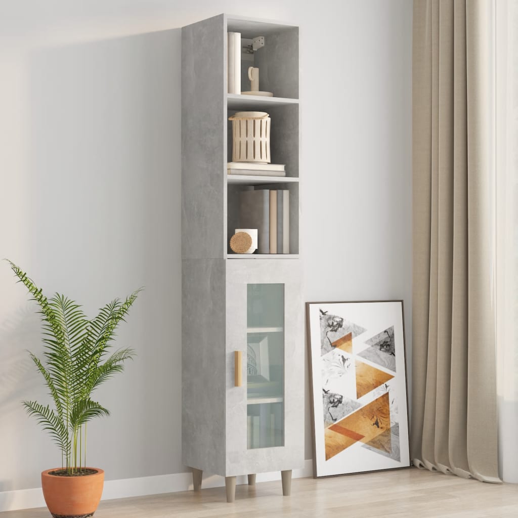 Seinäkaappi betoninharmaa 34,5x32,5x90 cm tekninen puu - Sisustajankoti.fi