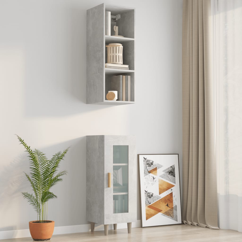 Seinäkaappi betoninharmaa 34,5x32,5x90 cm tekninen puu - Sisustajankoti.fi