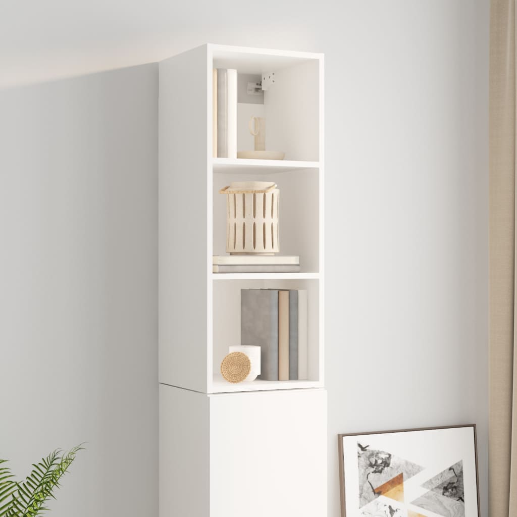 Seinäkaappi korkeakiilto valkoinen 34,5x32,5x90 cm tekninen puu - Sisustajankoti.fi