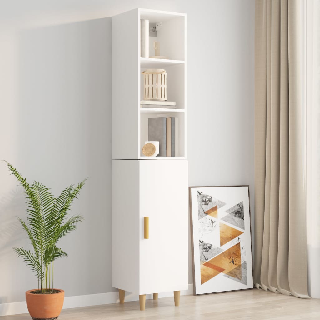 Seinäkaappi korkeakiilto valkoinen 34,5x32,5x90 cm tekninen puu - Sisustajankoti.fi