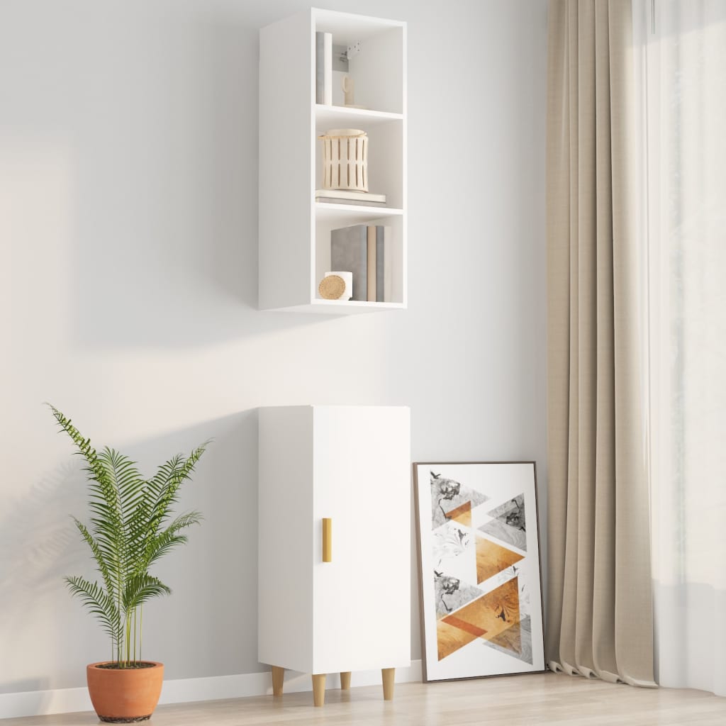 Seinäkaappi korkeakiilto valkoinen 34,5x32,5x90 cm tekninen puu - Sisustajankoti.fi