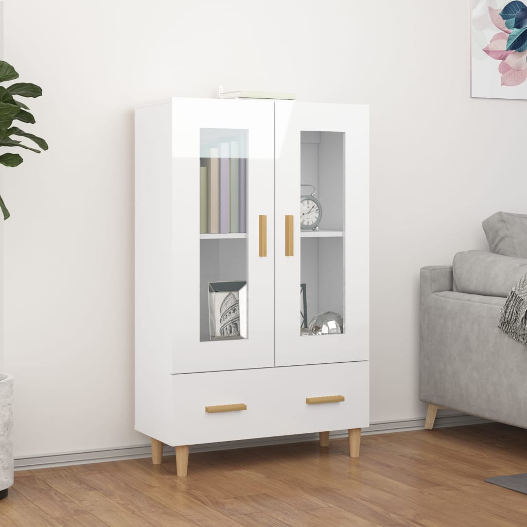 Kaappi korkeakiilto valkoinen 70x31x115 cm tekninen puu - Sisustajankoti.fi