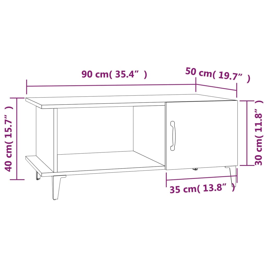 Sohvapöytä musta 90x50x40 cm tekninen puu - Sisustajankoti.fi