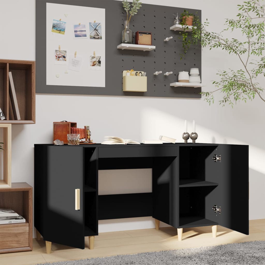 Työpöytä musta 140x50x75 cm tekninen puu - Sisustajankoti.fi