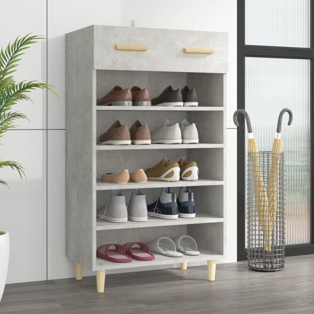 Kenkäkaappi betoninharmaa 60x35x105 cm tekninen puu - Sisustajankoti.fi