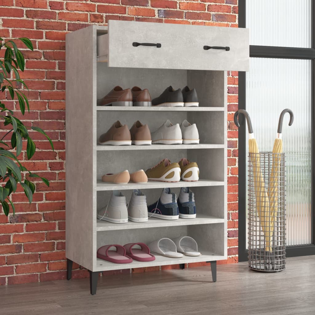Kenkäkaappi betoninharmaa 60x35x105 cm tekninen puu - Sisustajankoti.fi